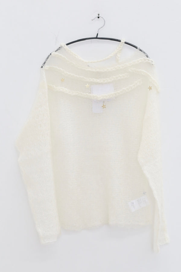 NAN KNITS 25 Autumn and Winter Three-dimensional Cable Hollow Sequin Cardigan NAN-N25AWJUM10WHI-BAI White